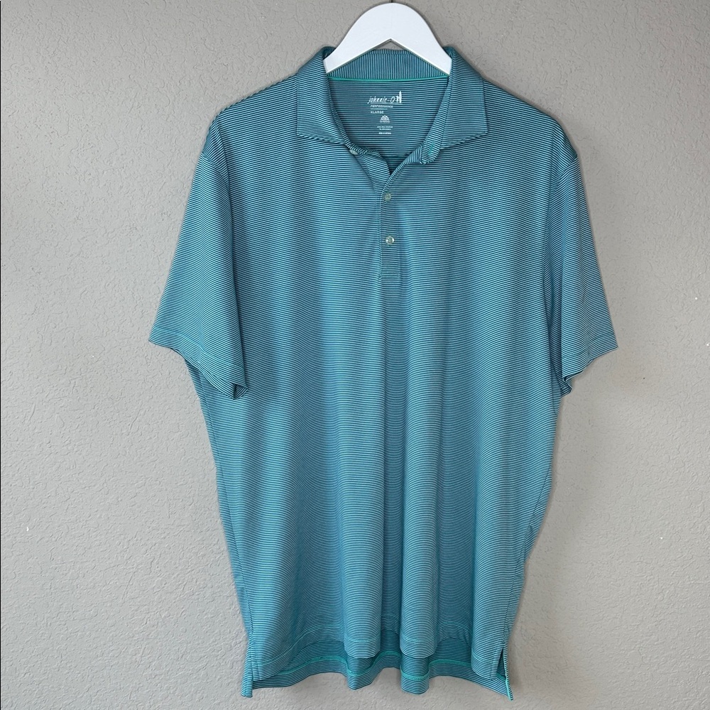 Johnnie-O Men's Performance Jersey Polo Golf‎ Shirt Blue Striped Size XLarge